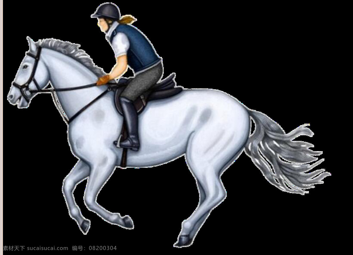 彩绘 白马王子 图案 png素材 草原动物 动物 马 牧马人 骑马 手绘图案 中国风