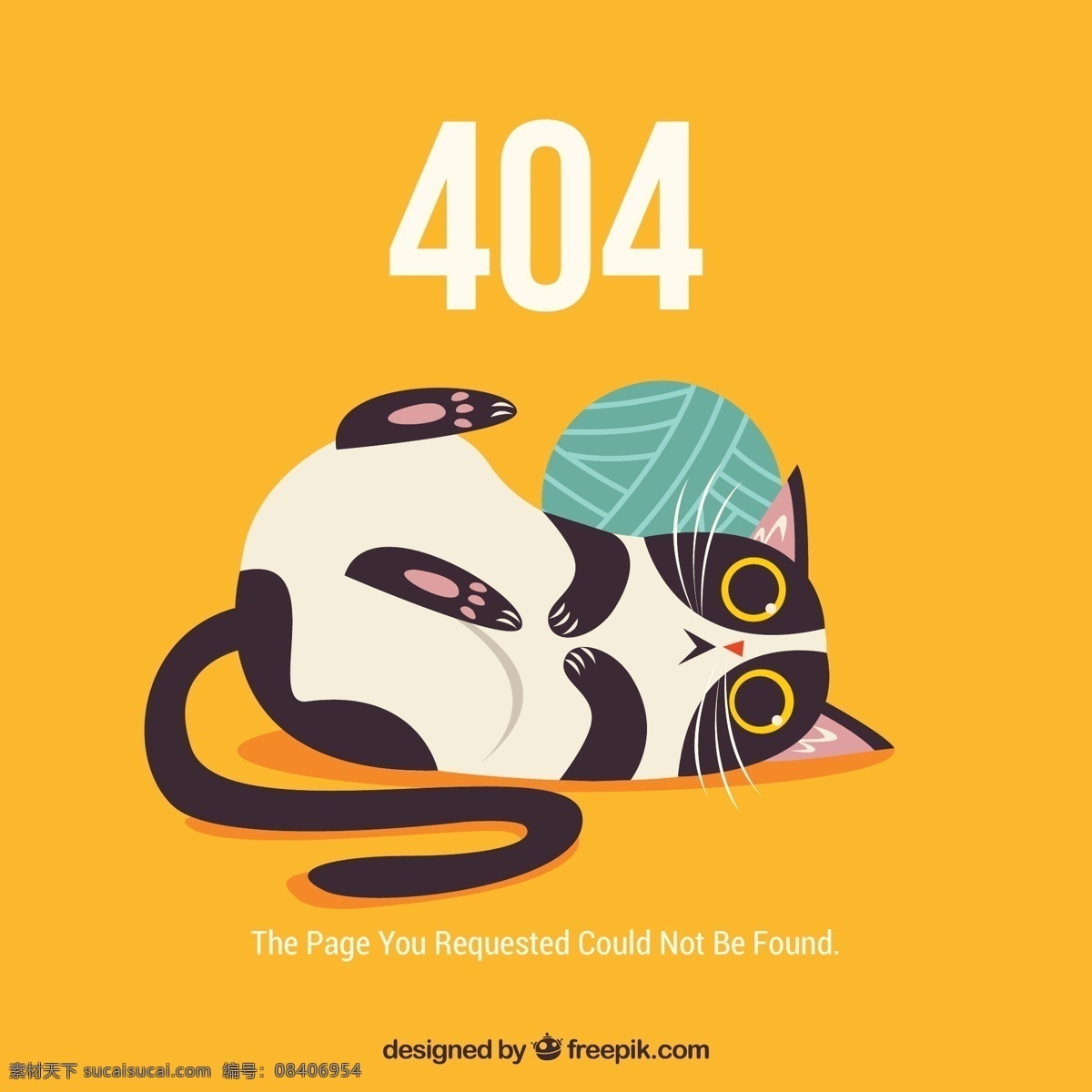 创意 错误 页面 猫咪 404页面 网页 线团 丢失 宠物 文化艺术 绘画书法