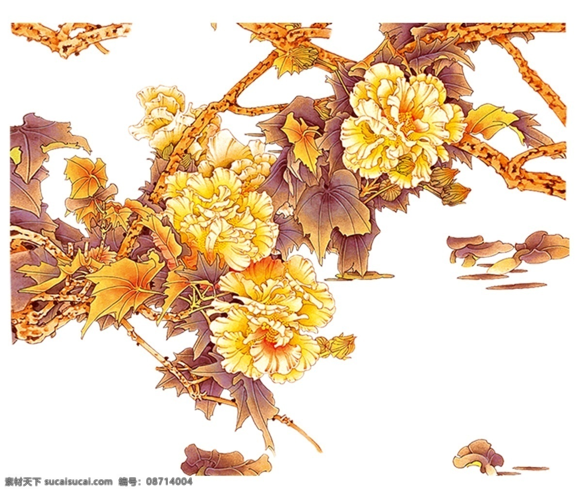 中國畫 牡丹花 ps 摳 圖 中國畫牡丹花 psd源文件