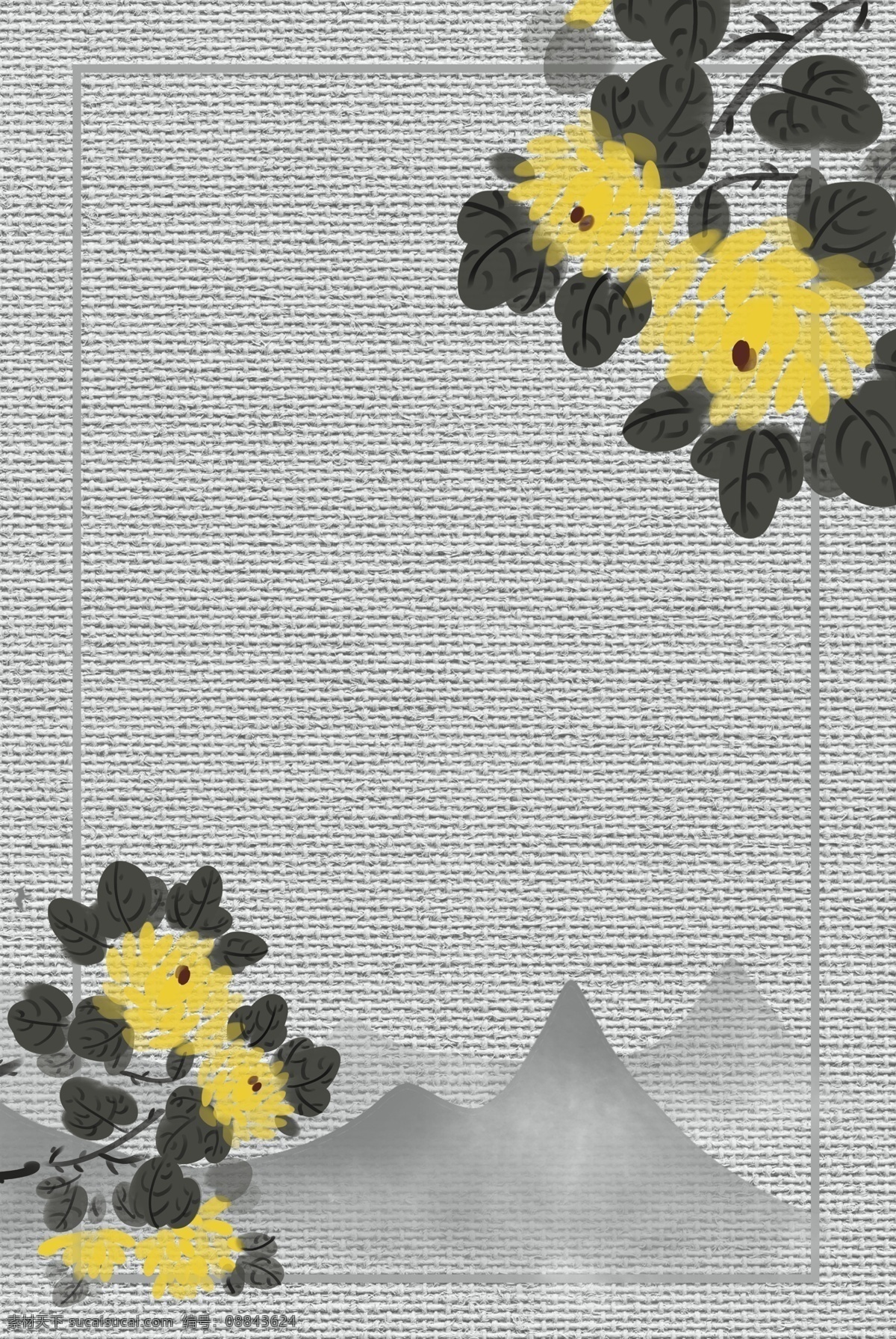 古风 中式 中国 风 古典 远山 花卉 背景 花朵 海报背景模板 传统海报 中式海报背景 工笔画 中国风