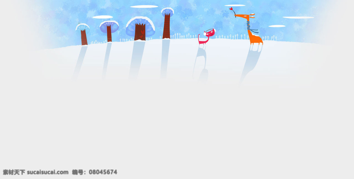 可愛 簡潔 動物 卡通 背景 雪地 背景圖片