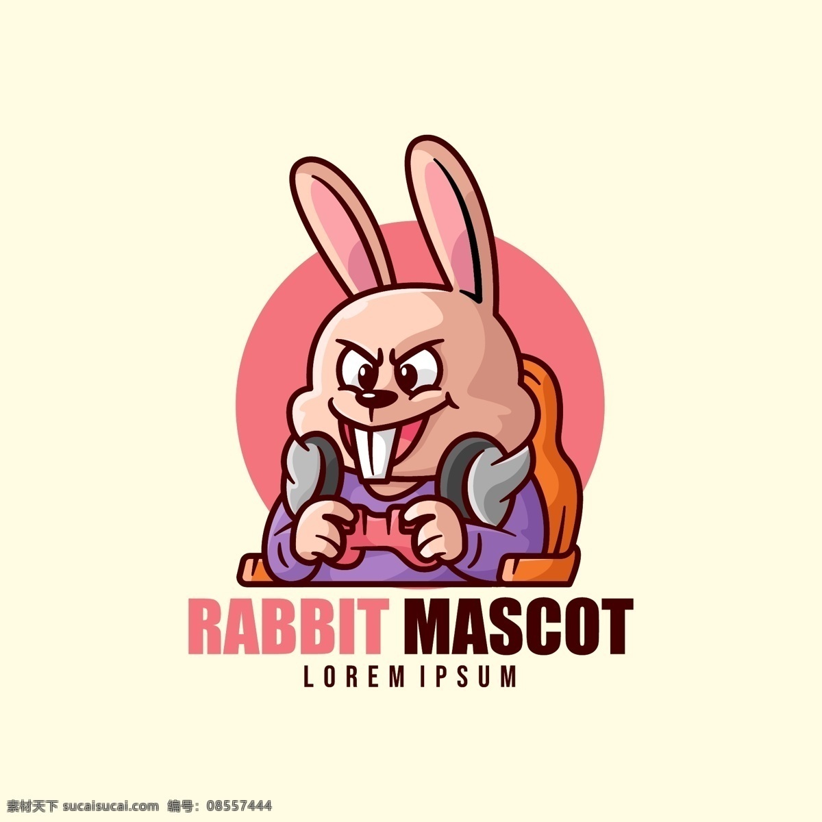 玩游戏 的卡 通 形象 标志 卡通 可爱 吉祥物 游戏手柄 兔子 耳机 电竞 国王 猫咪 眼镜 墨镜 logo设计