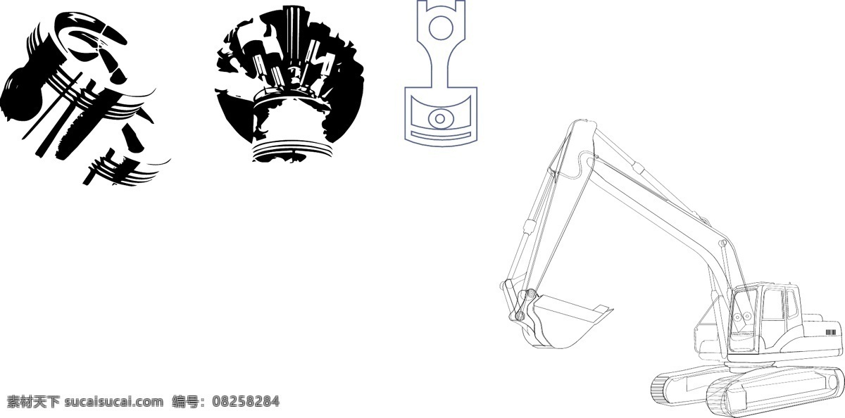 活塞發(fā)動(dòng)機(jī) 活塞 發(fā)動(dòng)機(jī) 挖掘機(jī) 黑白圖 線稿圖 燃燒室 原創(chuàng)素材 標(biāo)志圖標(biāo) 其他圖標(biāo)