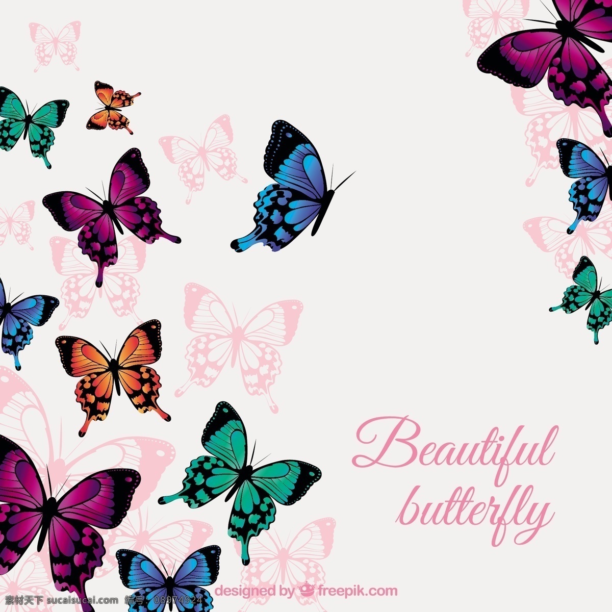 色彩 艳丽 蝴蝶 飞舞 背景 自然 动物 平面 装饰 丰富多彩 平面设计 自然背景 飞行 背景色 昆虫 有色