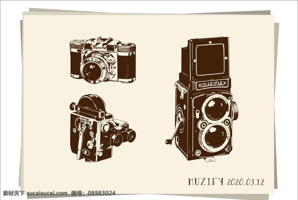 款 入 古董 老 相机 复古 莱卡相机 林哈夫 双反相机 单反相机 手绘稿 素描画 生活百科 学习用品