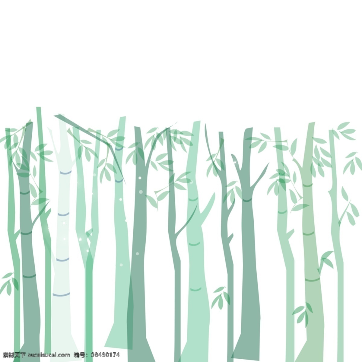 卡通 绿色 竹子 竹林