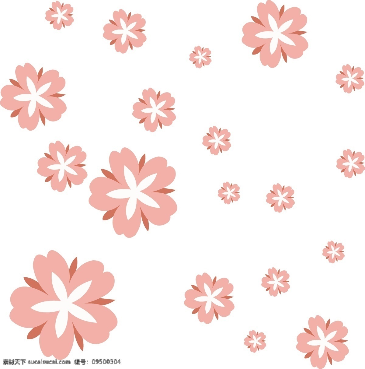 手绘 卡通 漂浮 花朵 粉红 樱花 植物 卡通植物 花瓣 卡通樱花