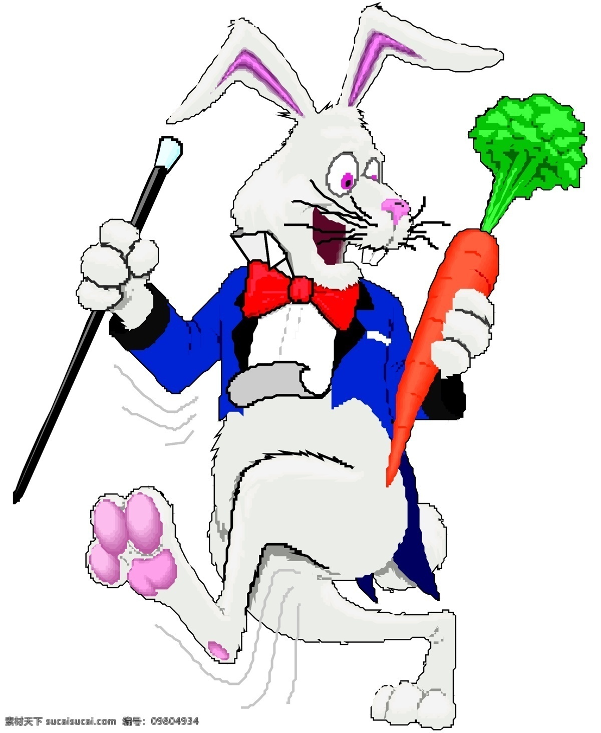 变 魔术 小 兔子 红萝卜 拟人 步行 搞笑 白色
