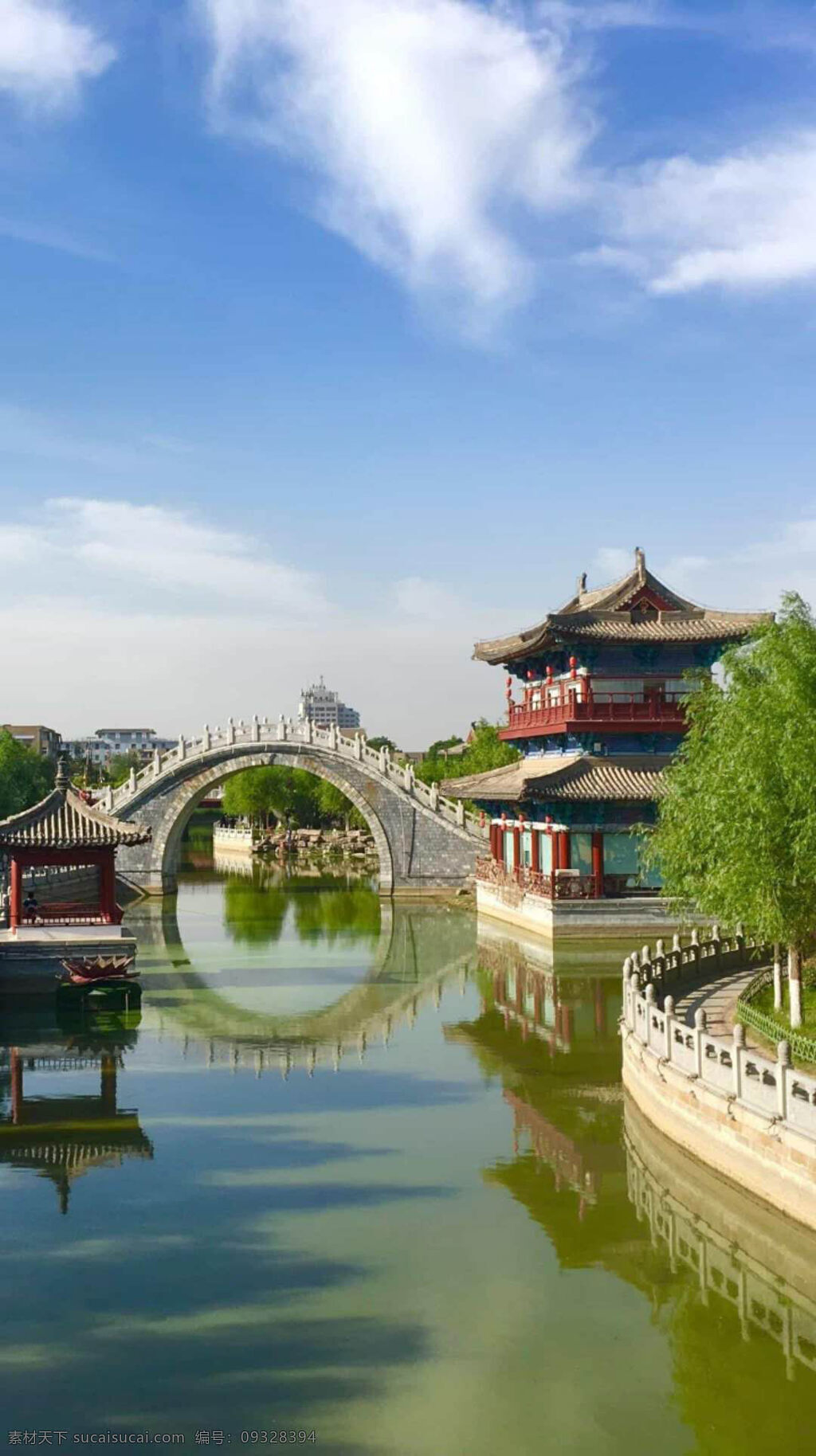 美丽 古城 风景 蓝天 白云 小亭子 楼阁 石拱桥 水 绿树 中国风景 旅游摄影 国内旅游