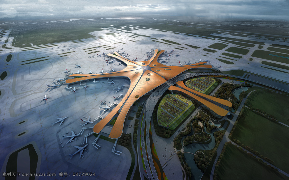 北京 大兴 国际机场 机场 航站楼 效果图 建筑园林 建筑摄影