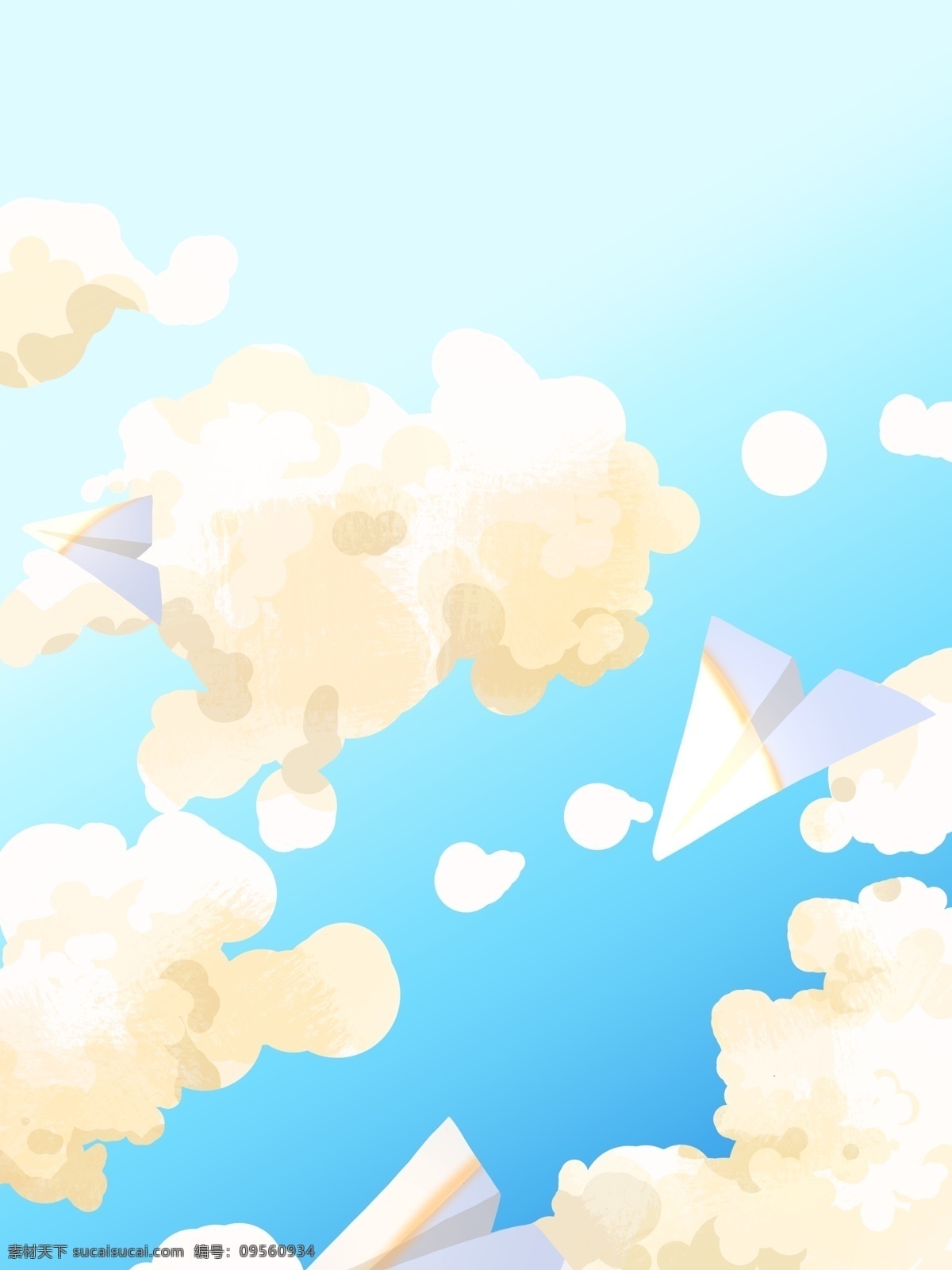 手绘 蓝天 纸 飞机 背景 唯美 天空 白云 纸飞机 广告背景 彩绘背景 通用背景 背景展板 特邀背景 背景展板图