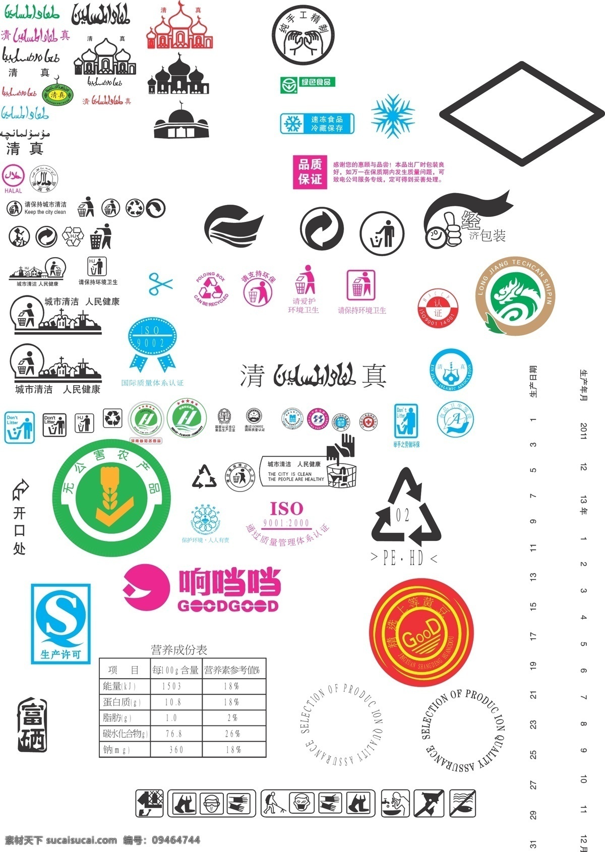 城市清潔 人民健康 清真標志 各類垃圾筐 qs標志 營養(yǎng)成分表 循環(huán)利用標志 標志圖標 公共標識標志