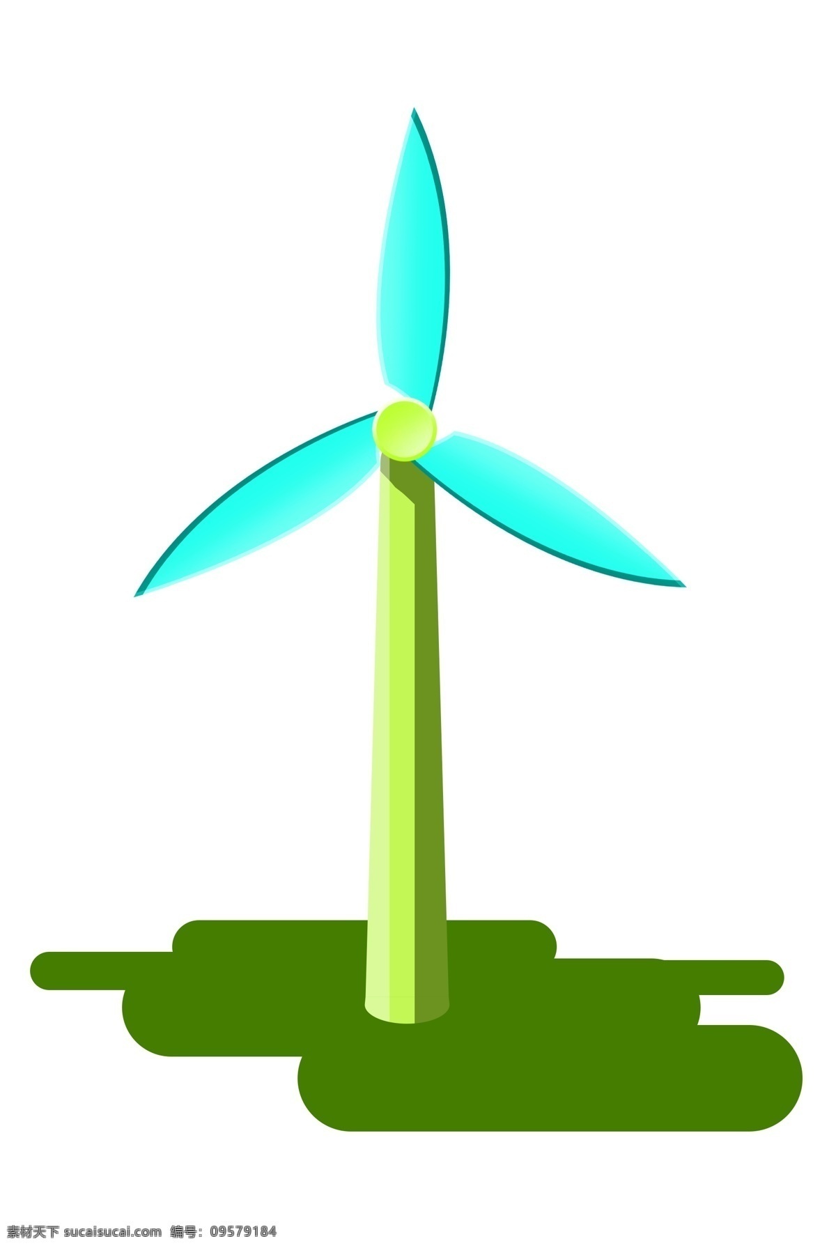 绿色 发电 风车 插画 绿色的风车 风力发电风车 蓝色的风车 立体创意风车 环保节能 绿色环保风车