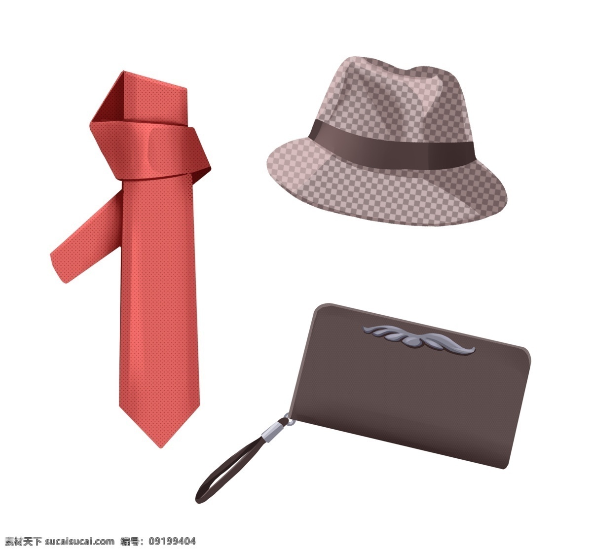 父亲节 情人节 男士 礼物 装饰 搭配 领带 帽子 钱包 免 抠 男士礼物 装饰搭配