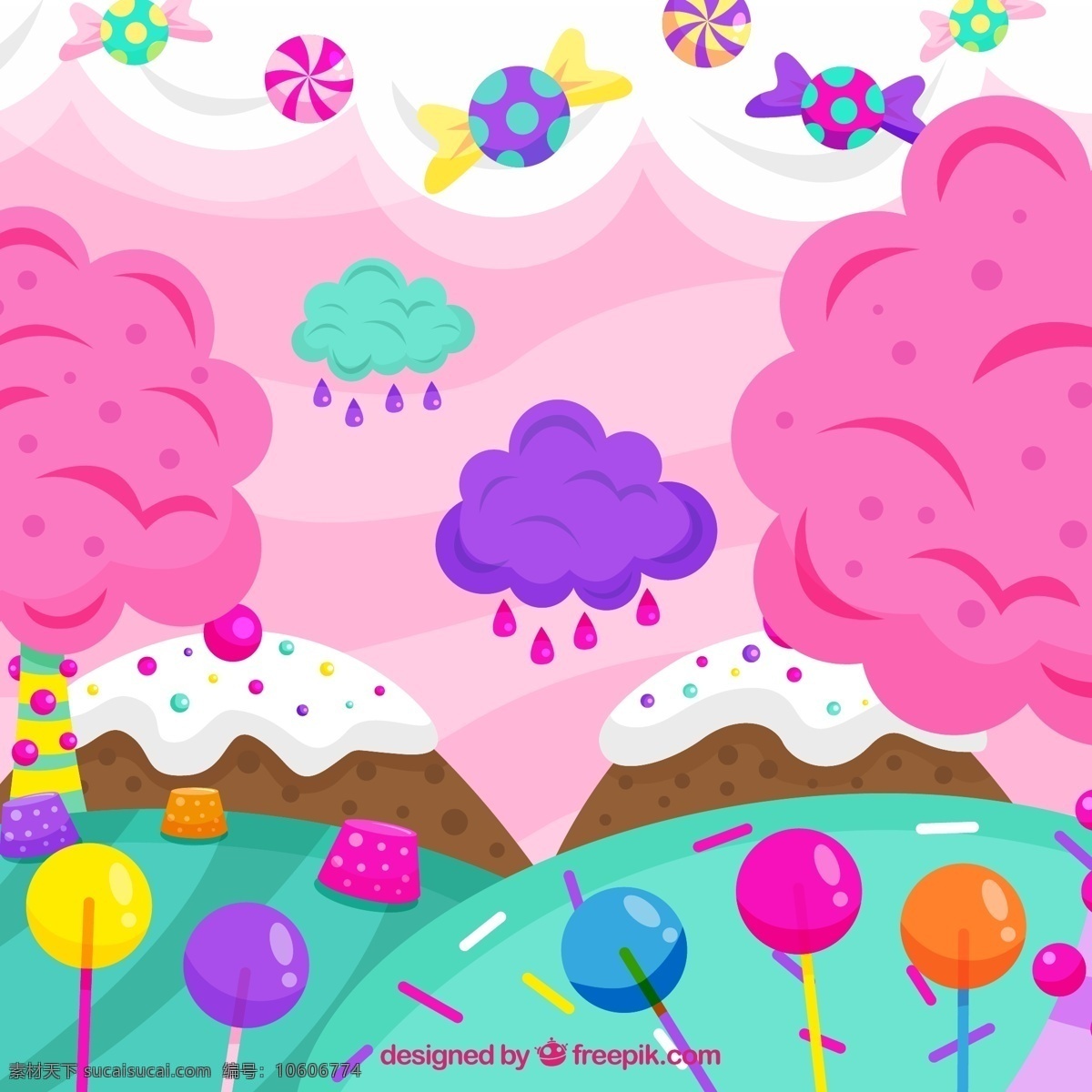 彩色 糖果 世界 硬糖 软糖 云朵 彩色糖果 树木 山啫喱 文化艺术 节日庆祝