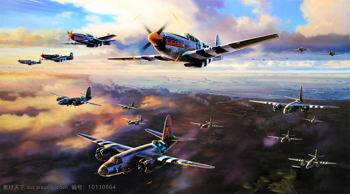 二战飞机油画 二战 飞机 油画 设计素材 模板下载 高清 傍晚 黄昏 天空 绘画书法 文化艺术