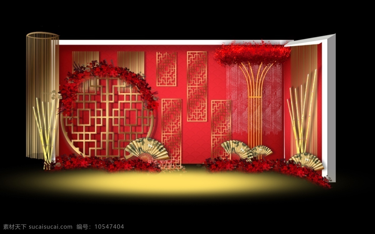 中式 紅 金色 婚禮 效果圖 紅色 鐵藝 浪漫 大氣 原創(chuàng)
