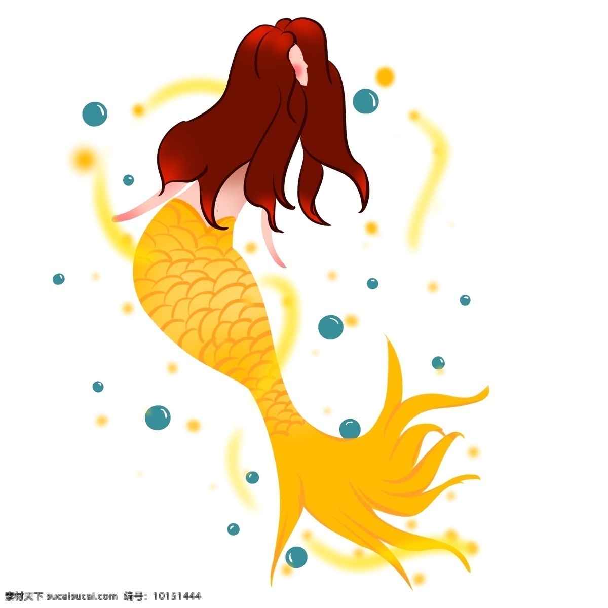 美人魚 的卡 通 插畫 漂亮的女孩 卡通插畫 美人魚插畫 黃色的美人魚 漂亮的美人魚 好看的美人魚
