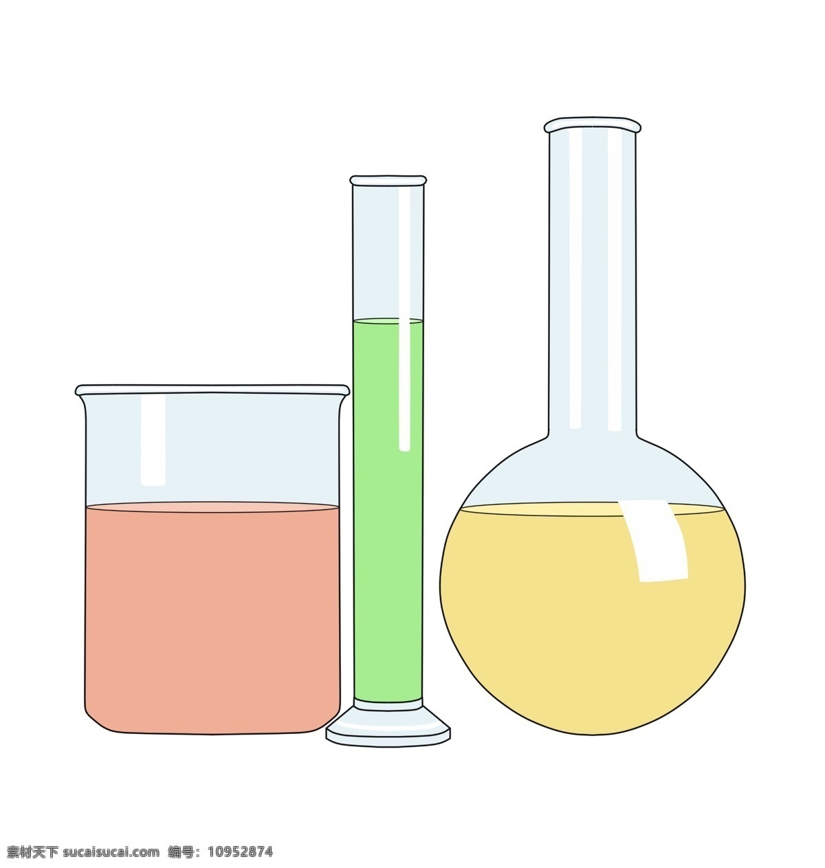 化学 玻璃器皿 插图 容器 瓶子 玻璃瓶子 玻璃容器 绿色液体 黄色液体 化学药物