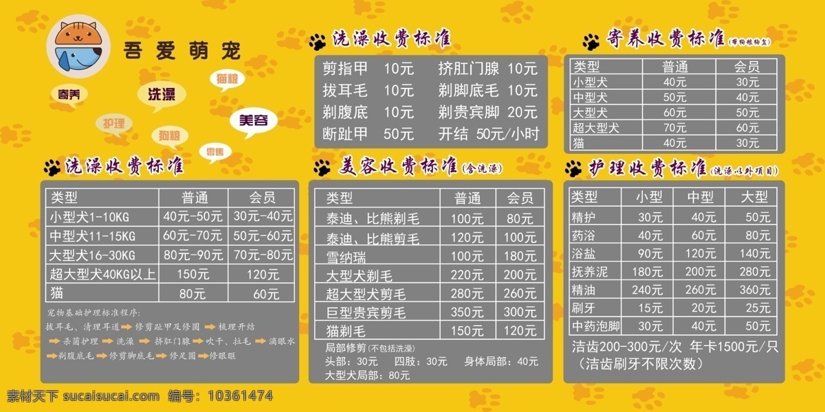 寵物價格表 寵物 價格表 洗澡 護理 展板 狗狗 展板模板