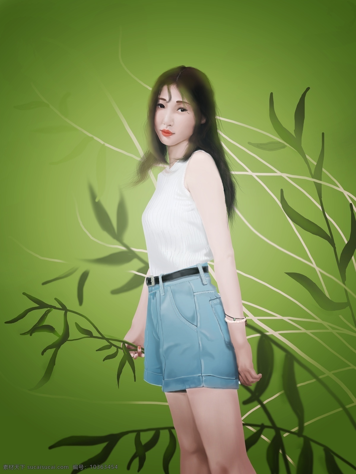 手绘 清新 漂亮 女生 清新海报背景 爱情 心动 情感表达