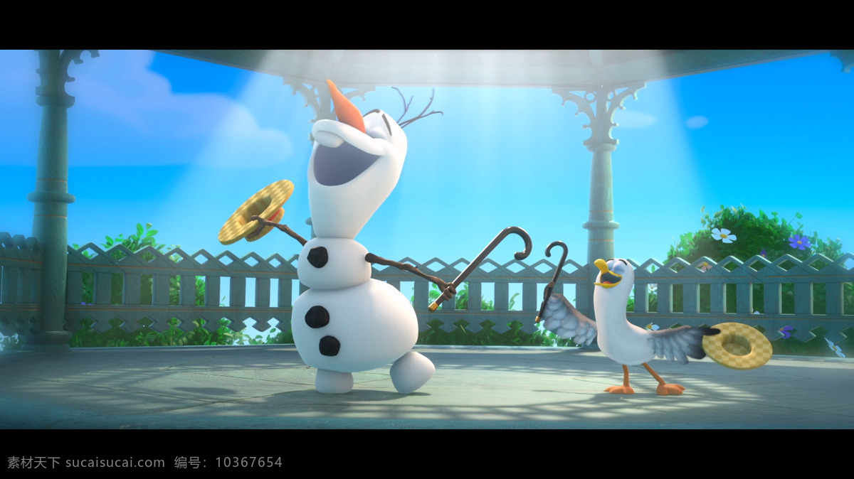 冰雪 奇緣 電影 場景 冰雪奇緣 frozen 雪寶 鴨子 帽子 拐杖 動漫動畫 動漫人物
