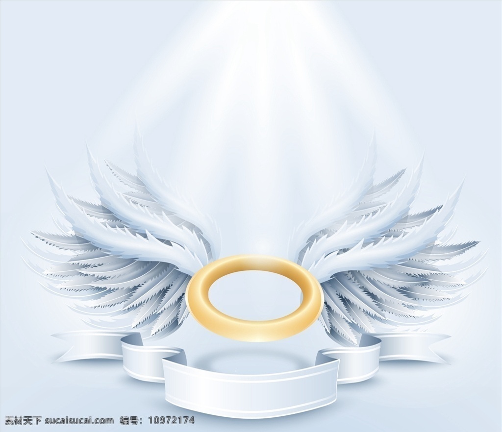 金色 光环 白色 翅膀 黄金 天使 天堂 天工 图标 高清 源文件