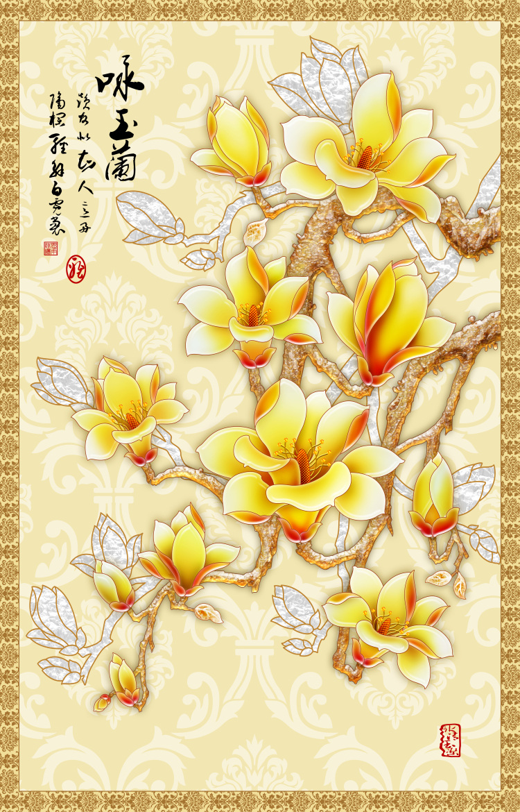 詠玉蘭玄關(guān) 背景墻 抽象背景圖 電視墻 室內(nèi)背景圖 裝飾畫 玄關(guān) 背景圖 白玉蘭 仿彩雕