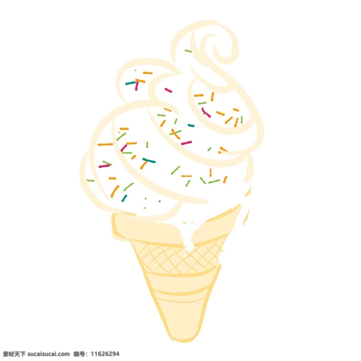 夏天 冰激凌 卡通 扁平化 融化 冰淇凌 雪糕 融化的冰淇凌