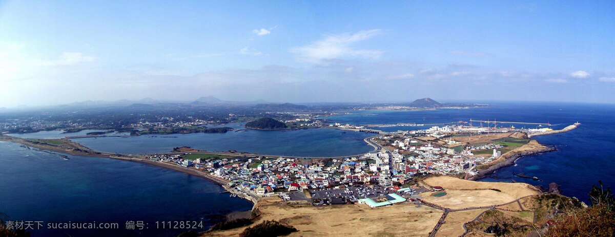 韩国 济州岛 俯瞰 岛屿 岛礁 海堤 房屋 建筑 道路 港口 码头 海面 蓝天白云 景观 景点 畅游世界 旅游篇 旅游摄影 国外旅游