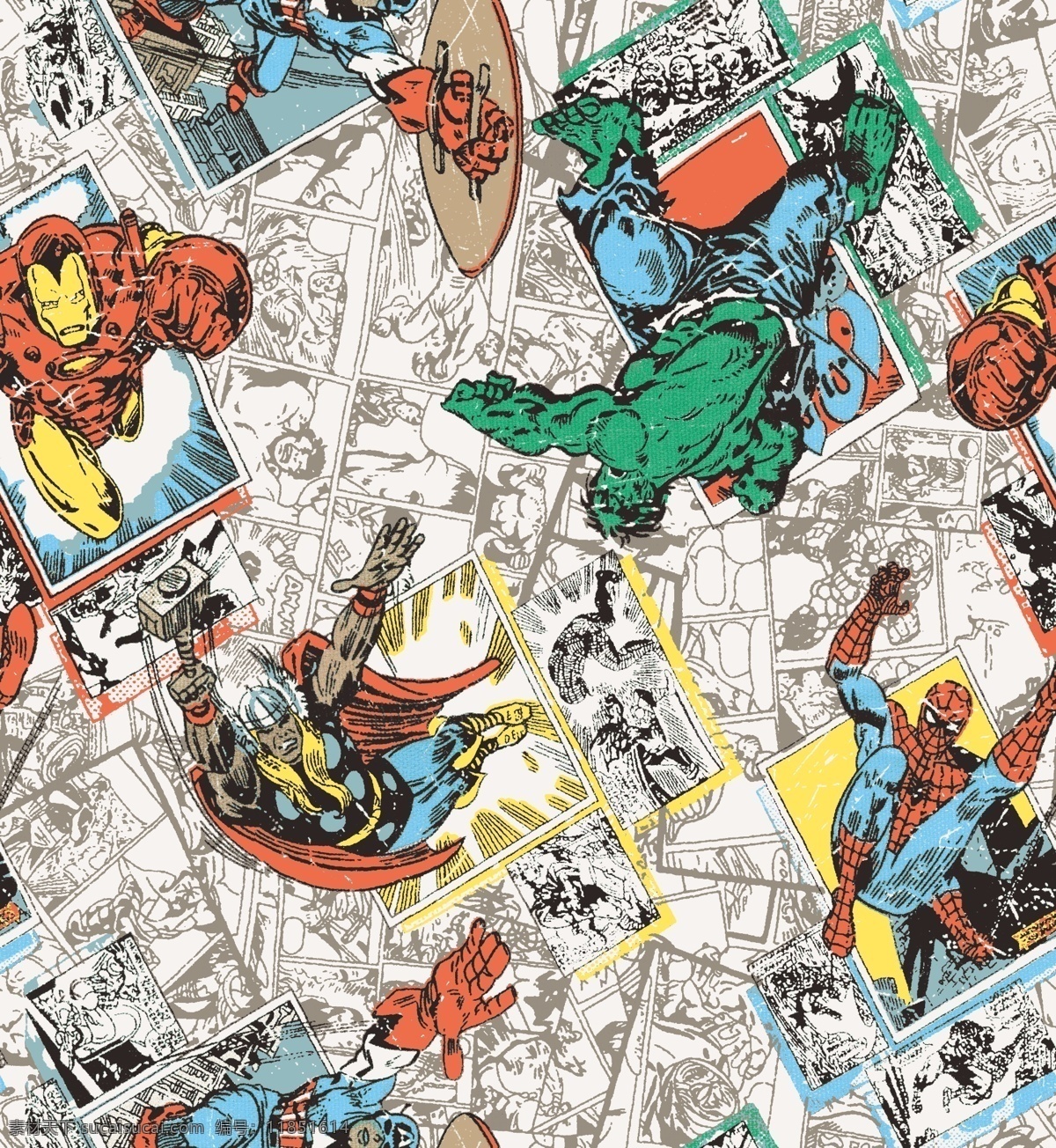 漫 威 电影 宇宙 超级 英雄 蜘蛛侠 漫威 人物 动漫 复仇者联盟 建筑 四方连续 布艺 印花 数码 动漫动画 包装设计