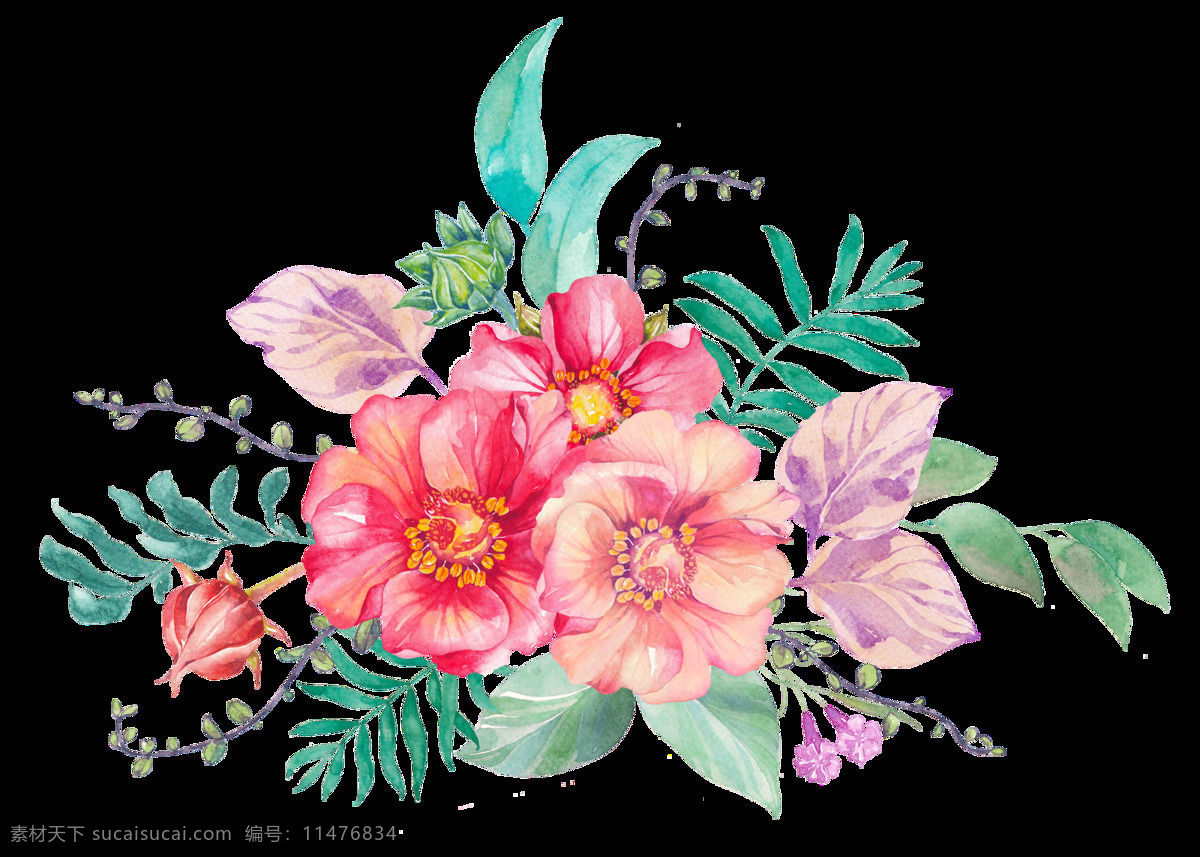 缤纷 色彩 艳丽 花卉 卡通 透明 装饰 设计素材 背景素材