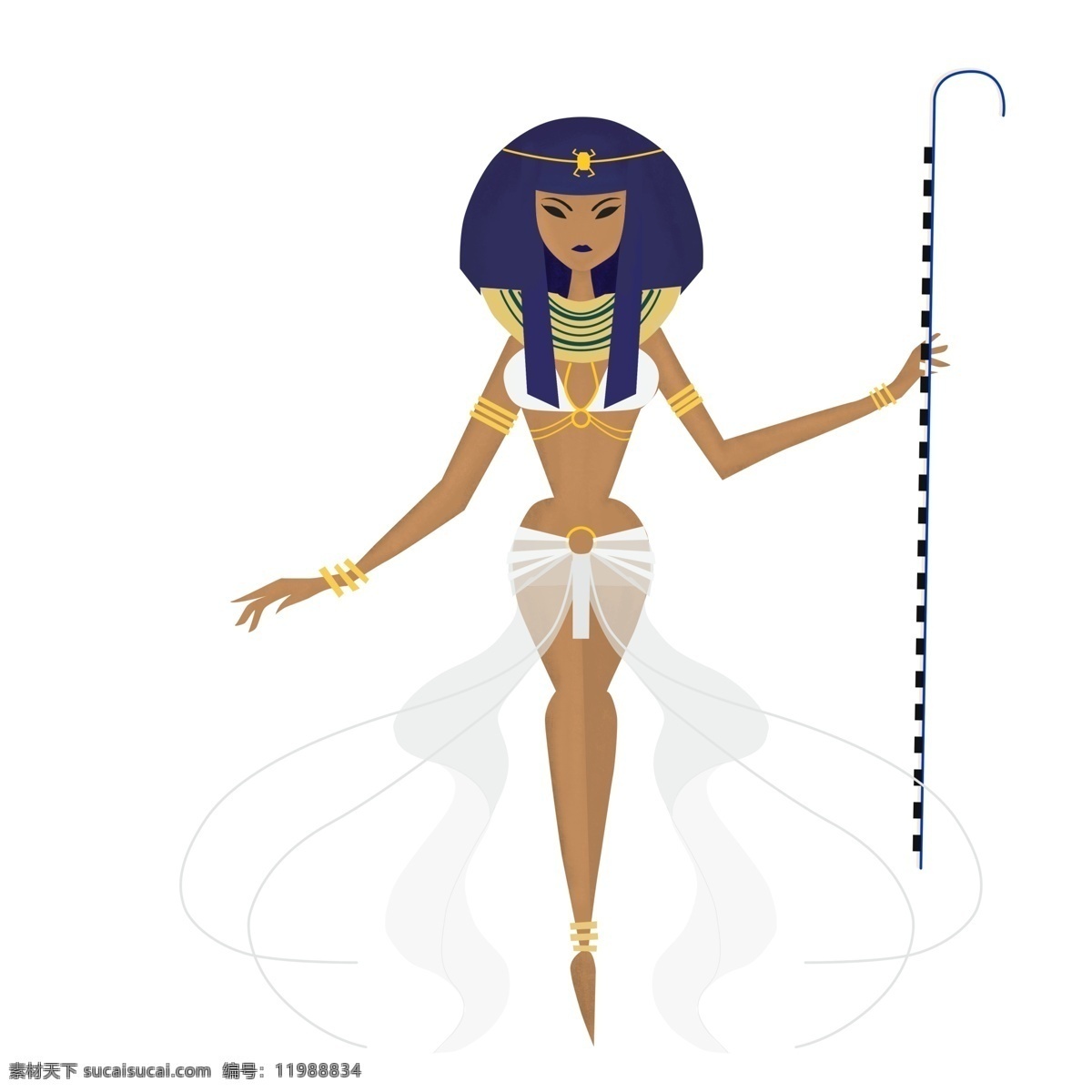 创意 手绘 古埃 女神 古代 女孩 埃及 女王