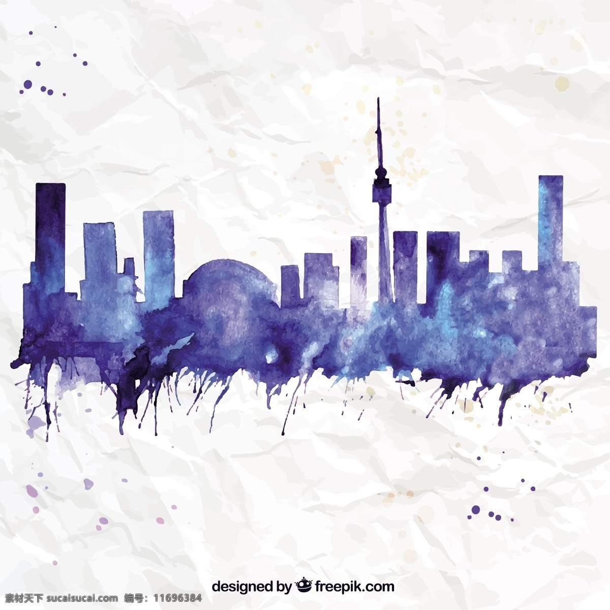 手绘 多伦多 天际线 城市 飞溅 油漆 加拿大 彩绘 安大略