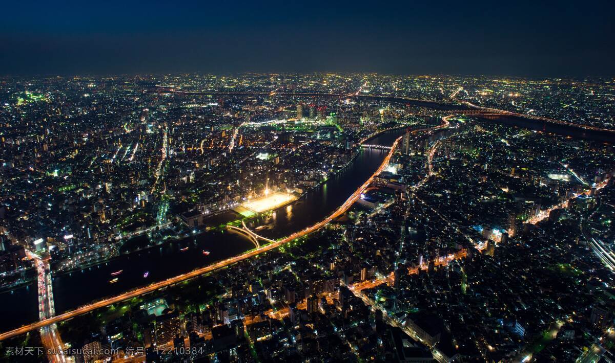 城市 夜景 鸟瞰图 背景 交通道路