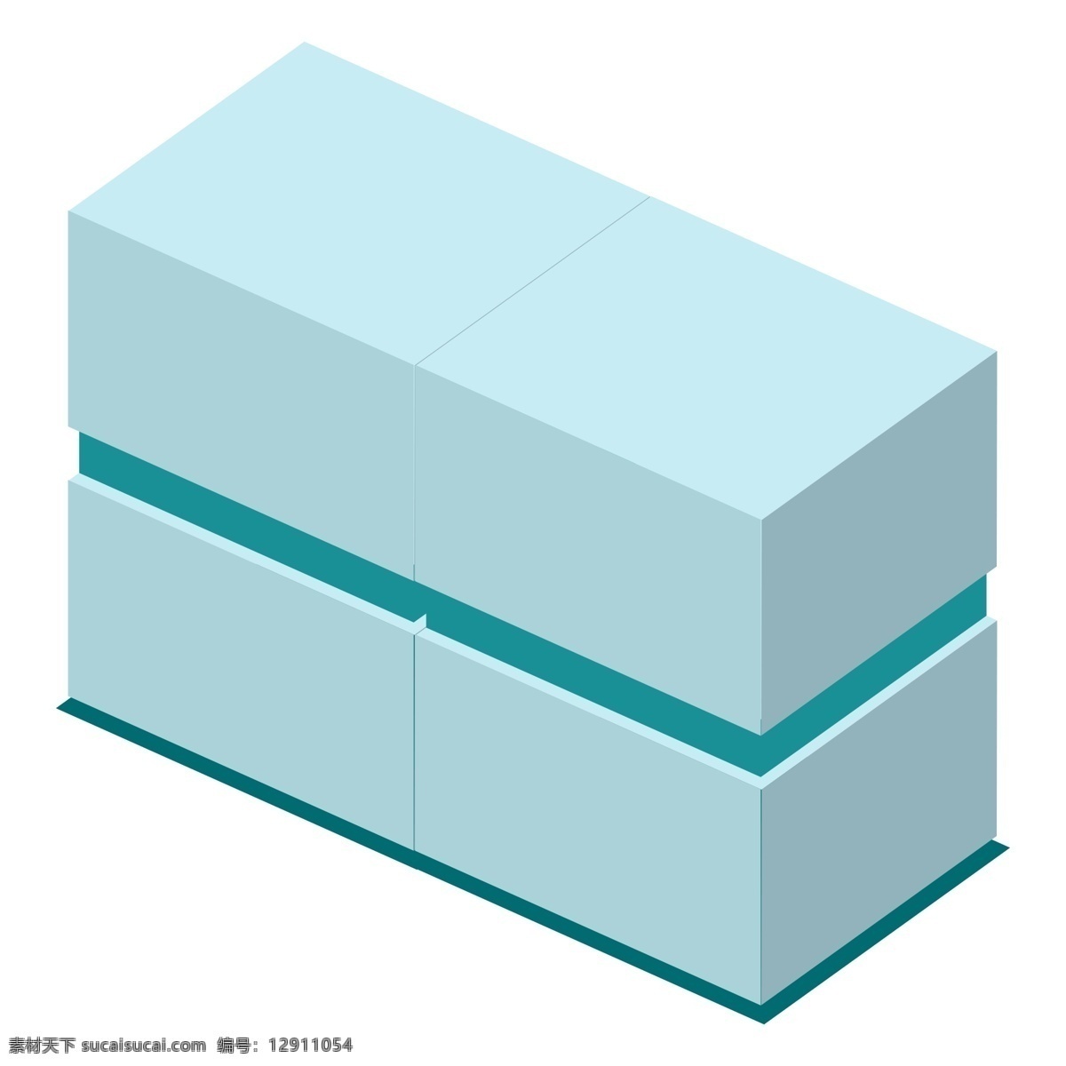 一个 开 长方形 水 蓝色 柜子 开箱 收纳箱 收纳柜 湖蓝色箱子 摆放 箱子