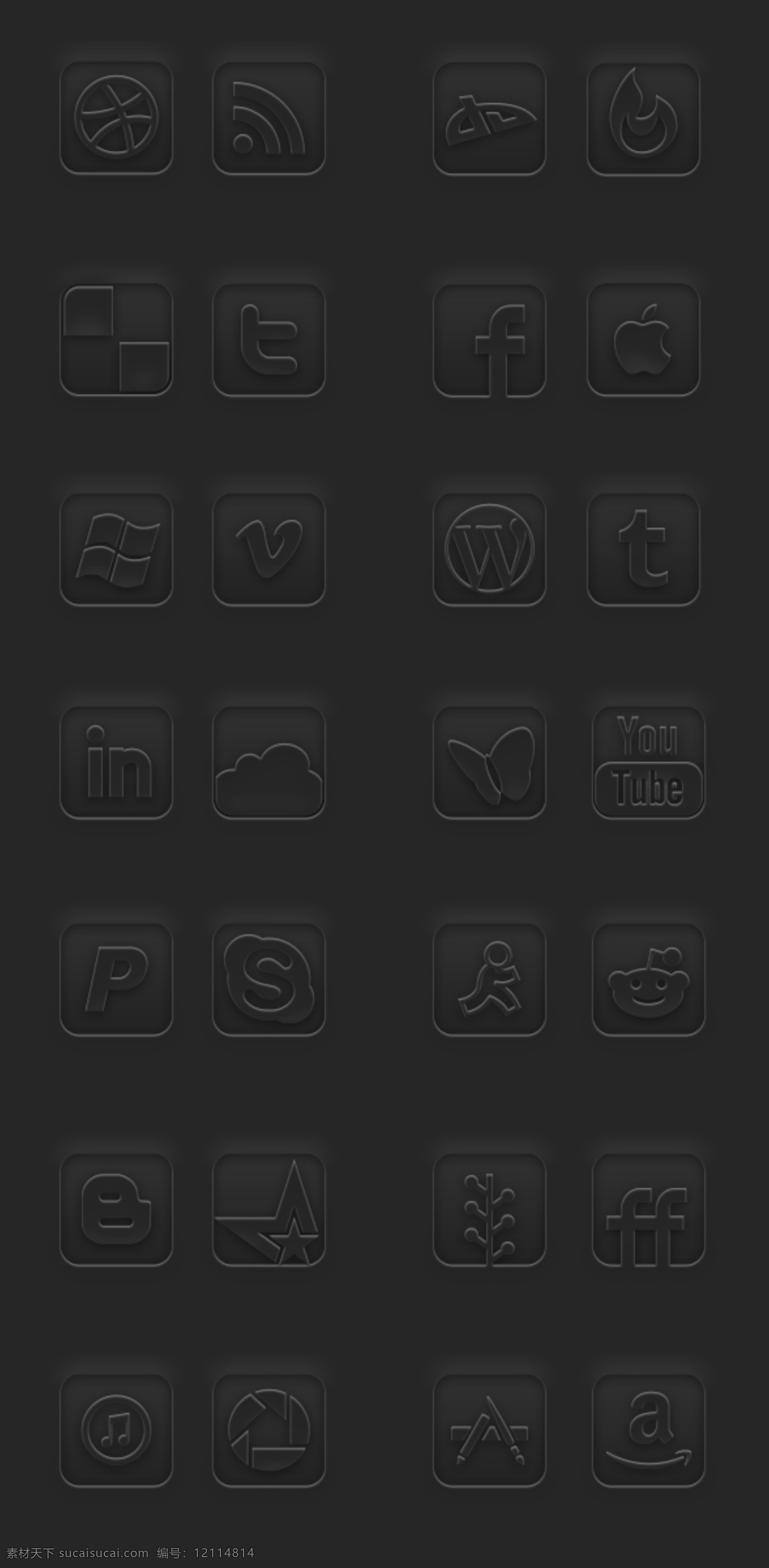 黑色 圆角 矩形 多媒体 社交 icon 图标 网页图标 网页icon icon设计 多媒体图标 社交图标 音乐图标 苹果图标 app图标 wifi图标 天气图标 篮球图标
