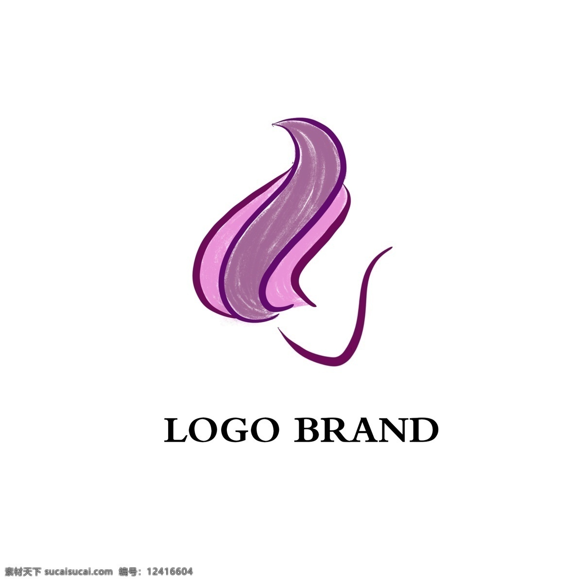 高贵 紫 手绘 涂鸦 风格 美发 logo 高贵紫 涂鸦风格