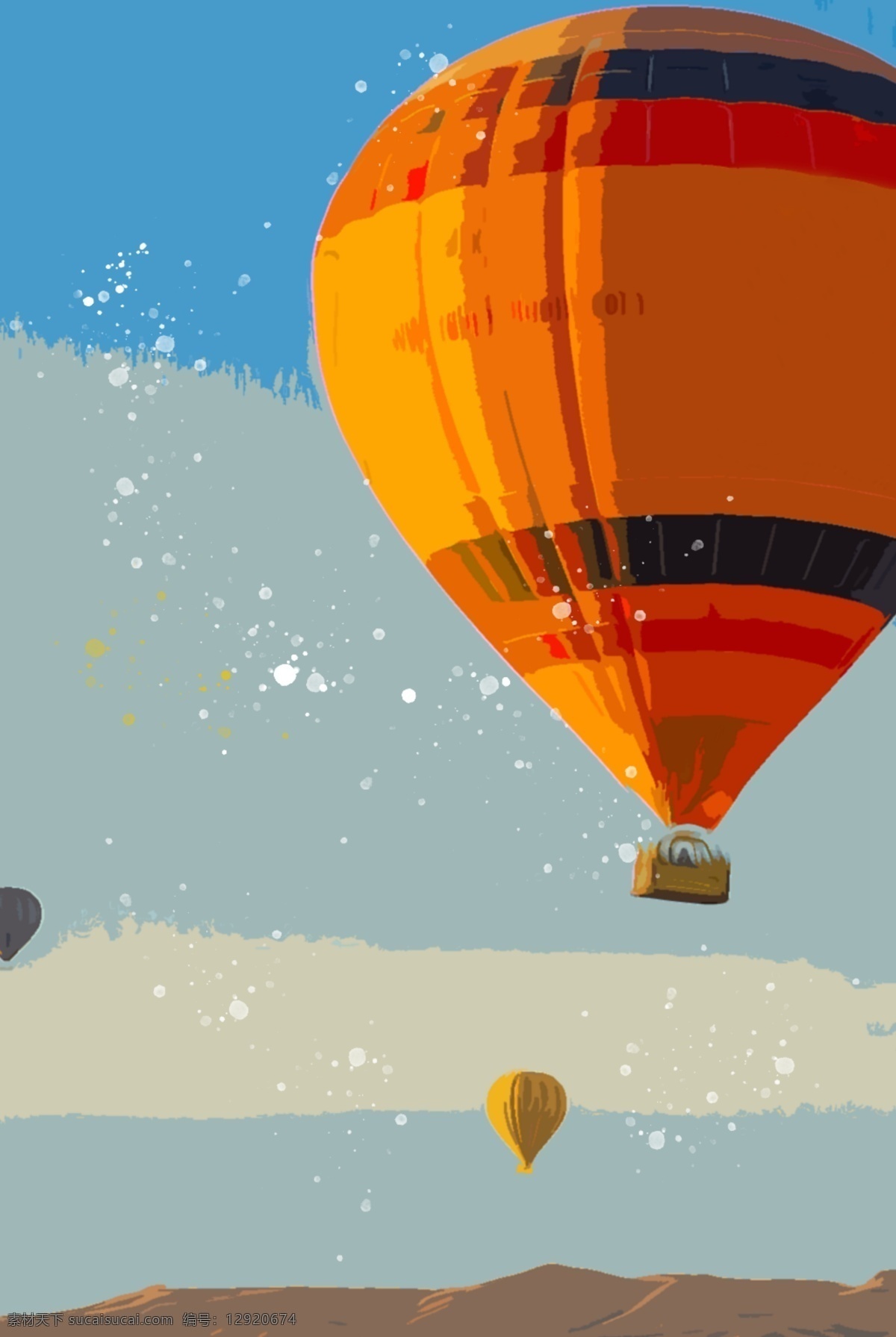 热气球 异域风情 旅行 背景 气球 橙色气球 黄色系气球 热气球旅行 旅游