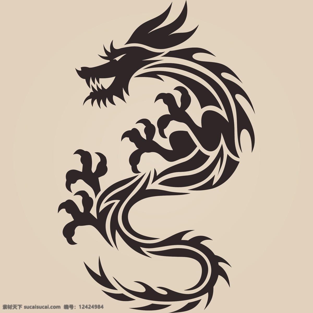 中国龙神龙 矢量素材 中国龙 神龙 纹身 矢量 龙纹身 龙矢量素材 龙 五爪金龙 文化艺术 传统文化