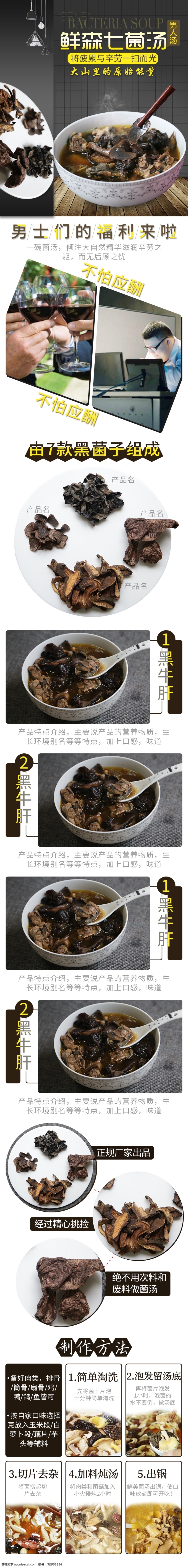 黑色 菌 子 食品 電商 菇 詳情 頁 菌菇 詳情頁 菌子 酒水茶飲