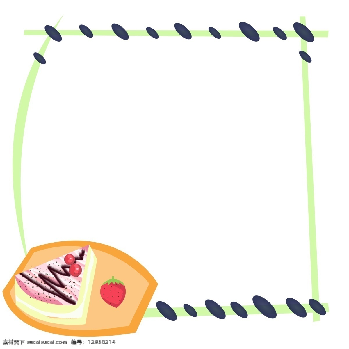 创意 美食 边框 插图 美食边框 创意边框 面包片 绿色边框 食物插图 美食边框插画