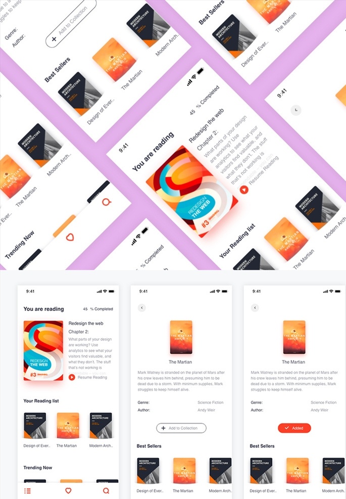 xd 阅读 红色 ui 详情 页 展示 ui设计 详情页 展示页 app 极简大气 源文件 分层