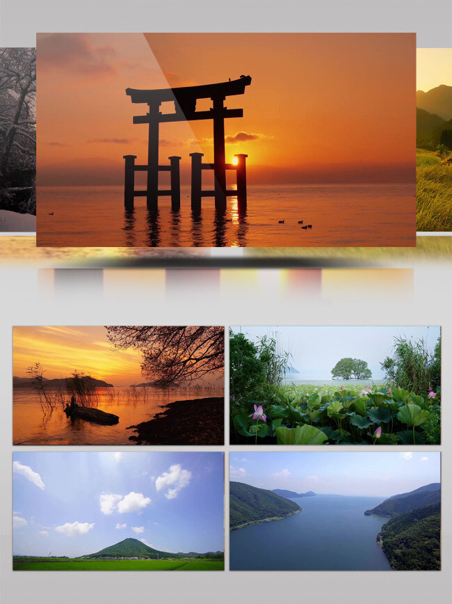 2k 日本 志贺 琵琶湖 美丽 风光 地标 风景 航拍 黄昏 建筑 鸟瞰 自然