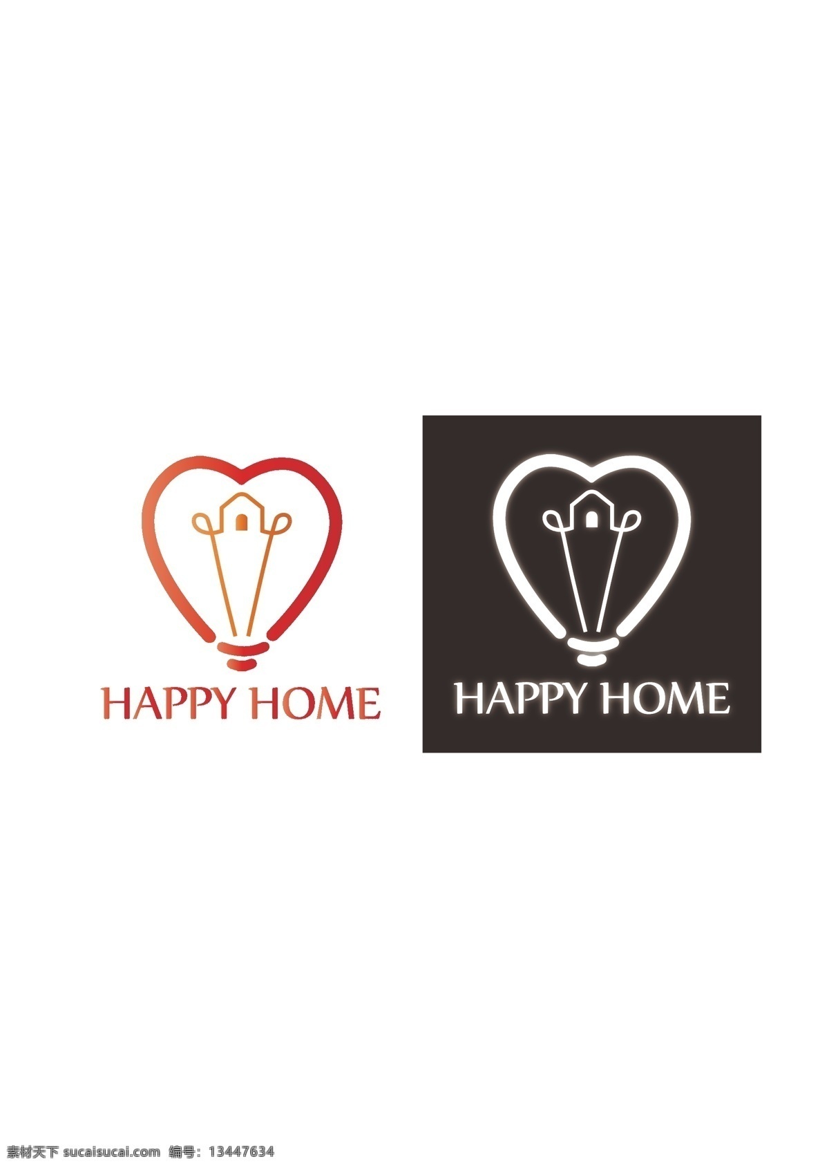 幸福家园 幸福 家园 爱 心 灯泡 标志图标 企业 logo 标志