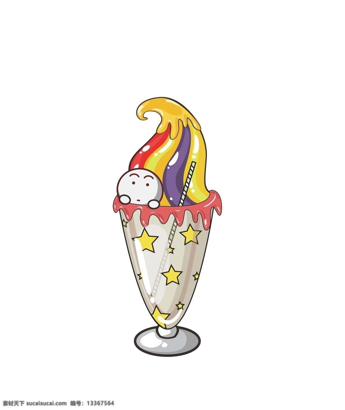 卡通 冰淇淋 雪糕 甜品 水果 伞 甜筒 食物 樱桃 橙 吸管 果酱 夏天 冰凉 消暑 甜食