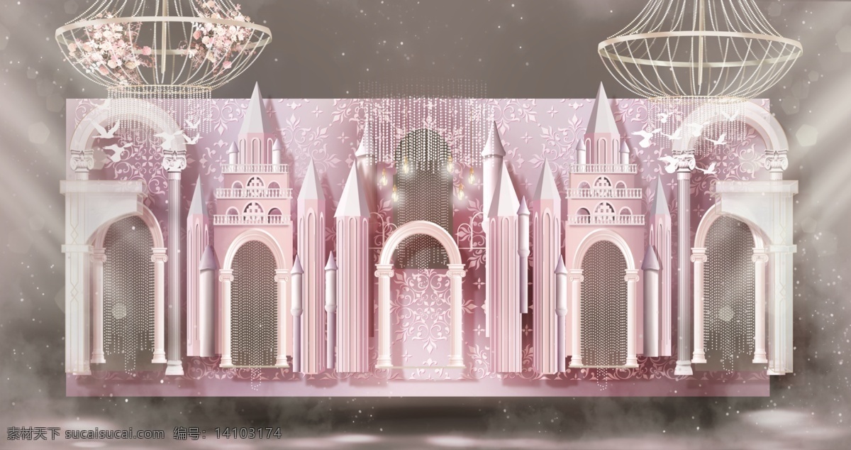 粉色 城堡 婚礼 城堡婚礼 粉色城堡 城堡效果图 环境设计 效果图