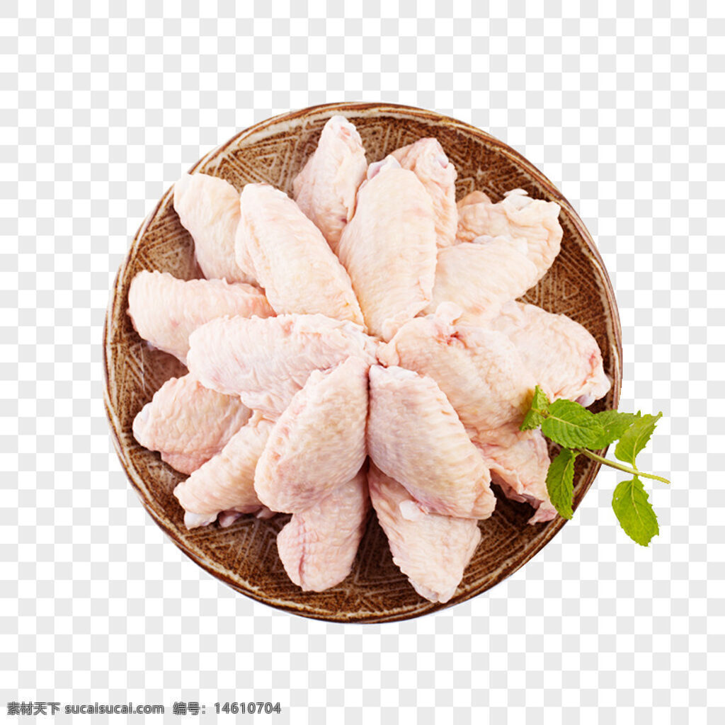 鸡翅 新鲜食材 生鸡翅 薄荷叶 生鲜食材 餐饮美食 食材装饰 鸡肉 烹饪原料 生肉 鸡翅摆盘