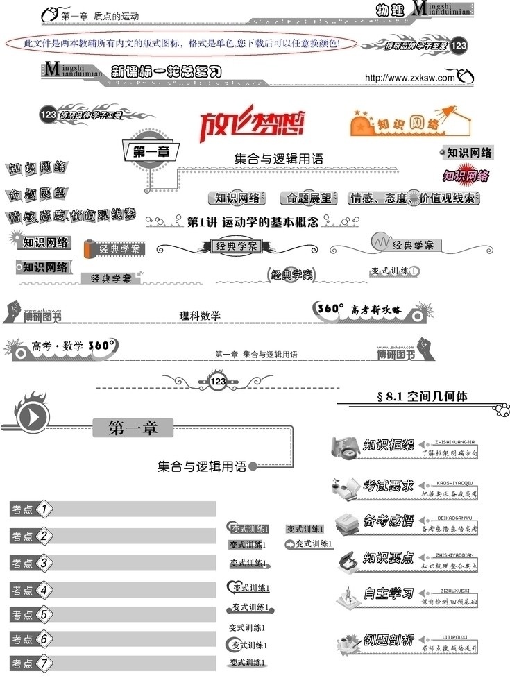 教辅版式设计 版式设计 标题设计 书眉设计 页码设计 标题 书眉 页码 书籍版式 书籍版式设计 高考 中考 例 网络 知识网络 教辅 内文版式 画册设计 矢量