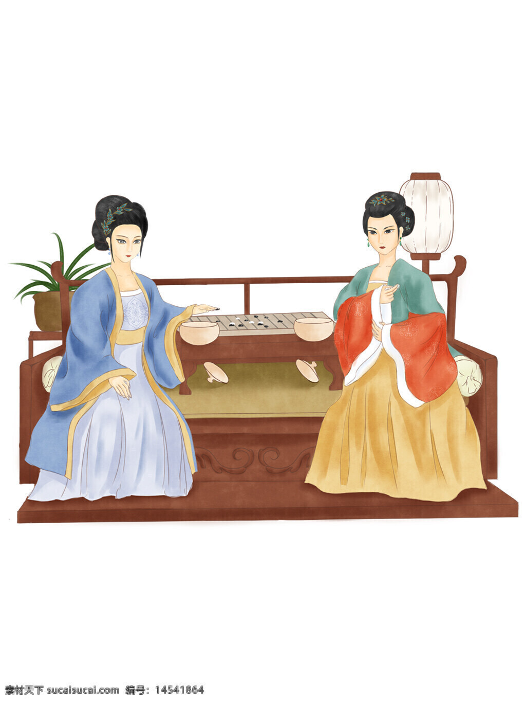下棋 古裝 裝飾 中國(guó)風(fēng) 古典 中式 插畫(huà) 手繪 元素 裝飾元素 琴棋書(shū)畫(huà) 圍棋 五子棋 黑白棋